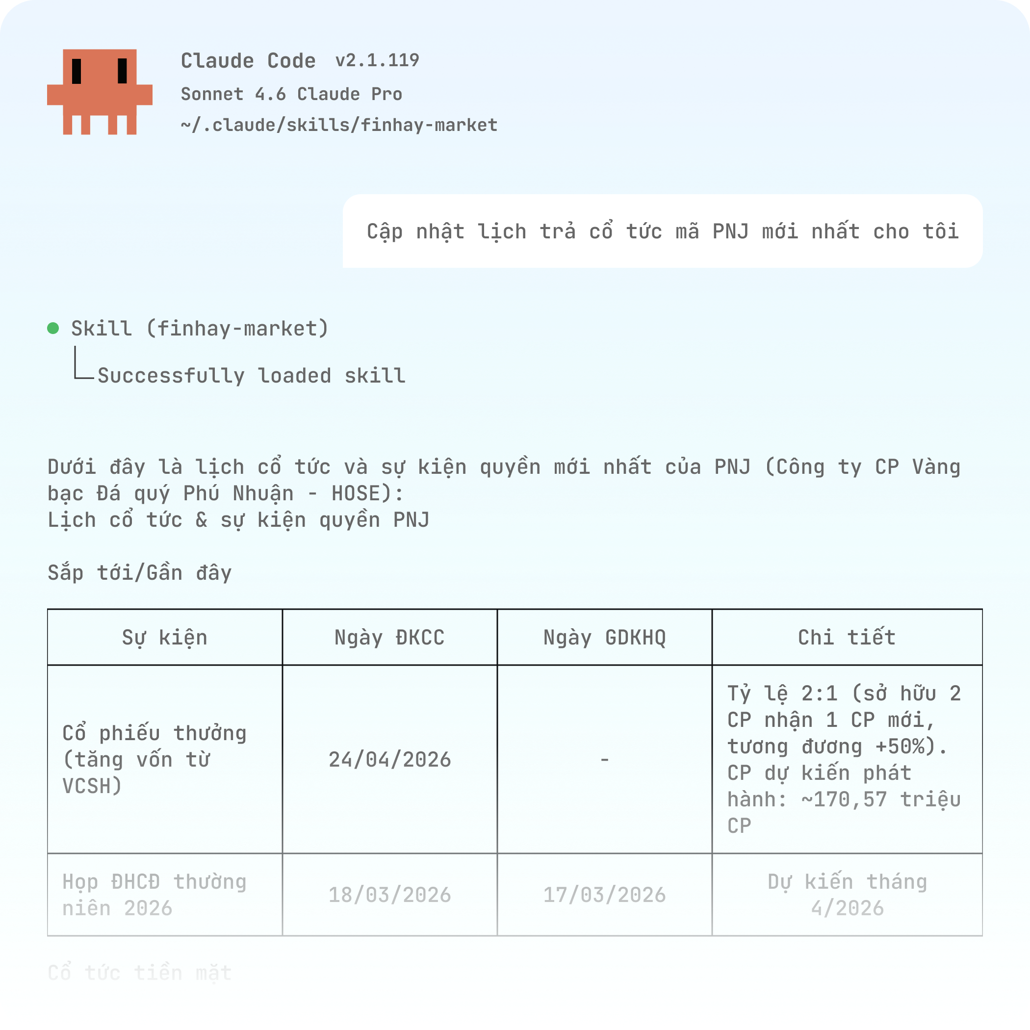 Mô phỏng giao diện Finhay Skills