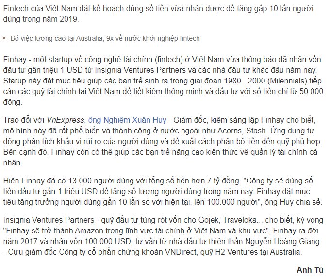 Báo chí nói gì về Finhay?