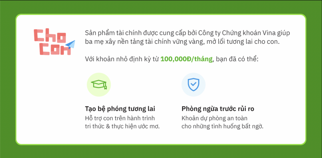 Ra mắt sản phẩm Cho Con – Khoản nhỏ hôm nay, vững bước mai sau