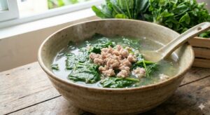 Canh rau ngót nấu thịt bằm 