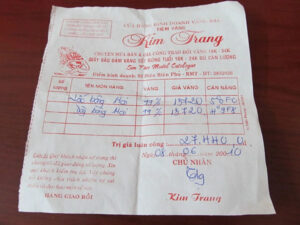 Giữ kỹ hóa đơn mua vàng 