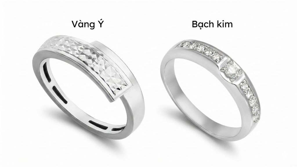 Vàng Ý và bạch kim khác nhau thế nào? Loại nào đắt hơn? Nên mua vàng Ý hay bạch kim?