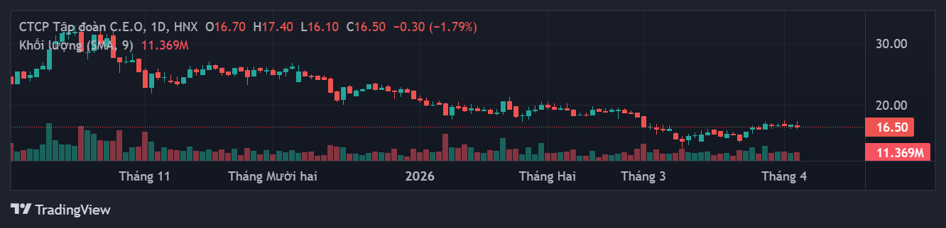 Biểu đồ giá kỹ thuật cổ phiếu CEO