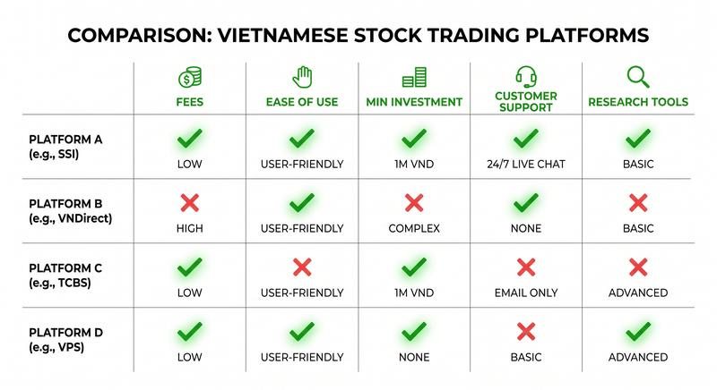 Bảng so sánh tính năng app chứng khoán