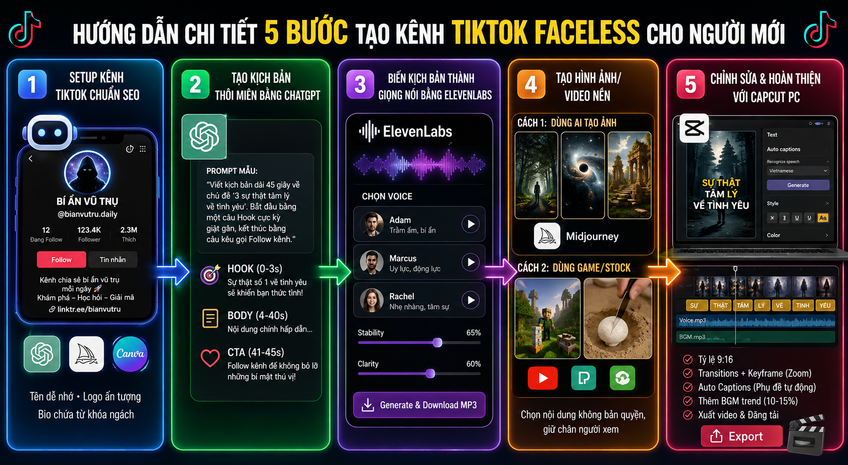 Cẩm nang xây kênh Tiktok không lộ mặt bằng AI: Thu nhập trăm triệu từ con số 0