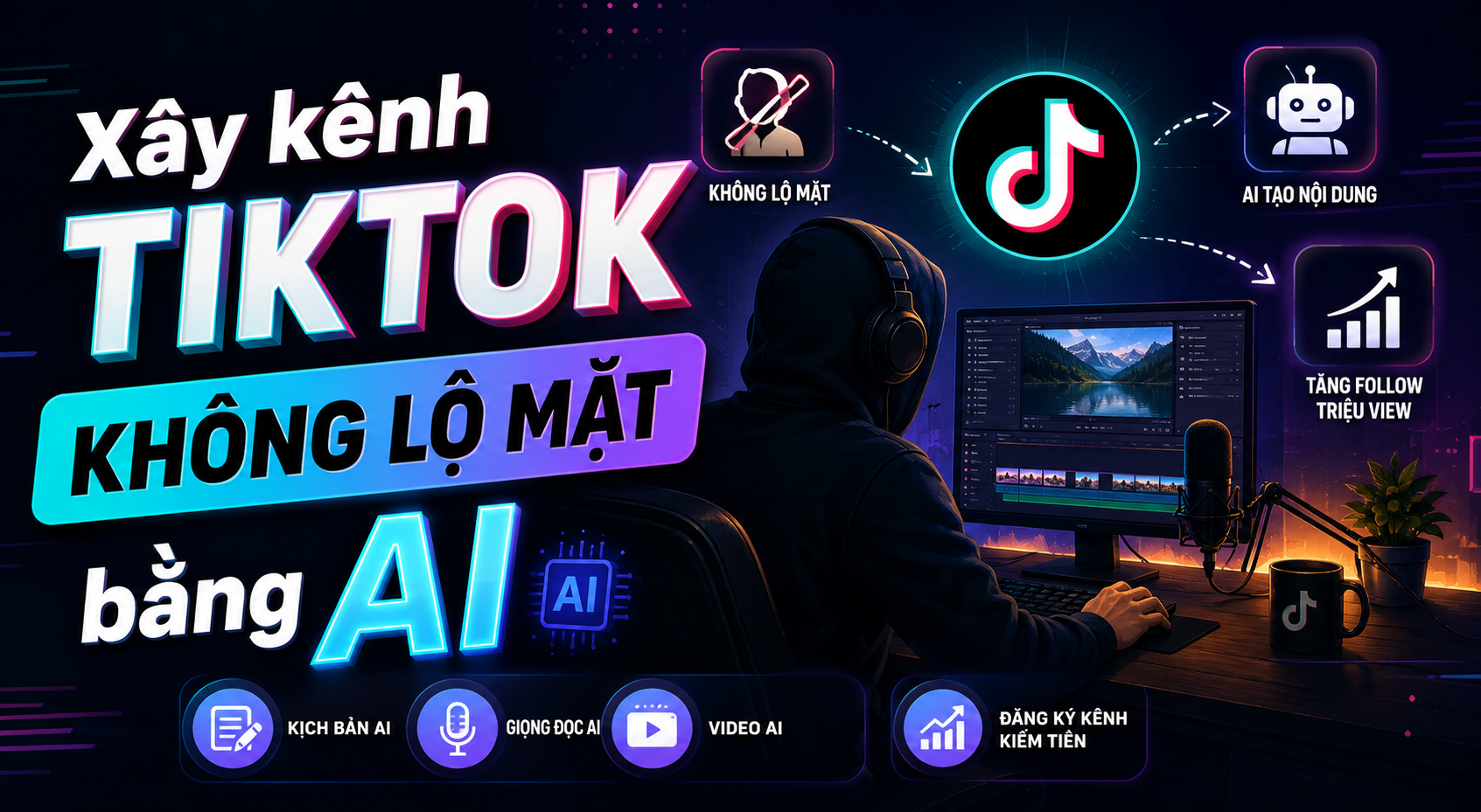 Cẩm nang xây kênh Tiktok không lộ mặt bằng AI: Thu nhập trăm triệu từ con số 0